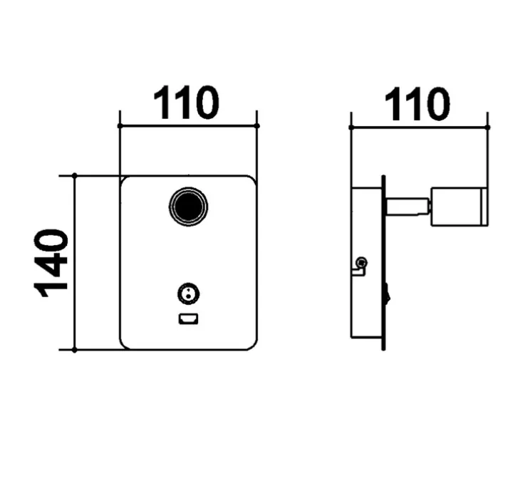 Applique, liseuse, Reader USB, chrome mat, LED, 3000K, 145 lm, L11cm, H14cm - MDC
