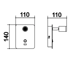 Applique, liseuse, Reader USB, laiton patiné, LED, 3000K, 145 lm, L11cm, H14cm - MDC