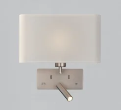Applique, liseuse, Romeo E27+LED, nickel, blanc, L29cm, H30cm - ACB