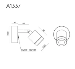 Applique, liseuse, Tea, A1337, noir mat, marbre noir, LED, 2700K, 300 lm, L8cm, H8cm - Aromas del Campo