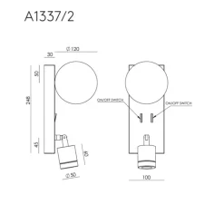 Applique, liseuse, Tea, A1337/2, vieil or, marbre blanc, LED, 2700K, 300lm + 450lm, L12cm, H24,8cm - Aromas del Campo