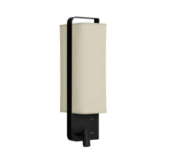 Applique, liseuse, Twiggy,version gauche du lit, blanc crème, cadre noir, L16cm, H47,5cm - DesignHeure