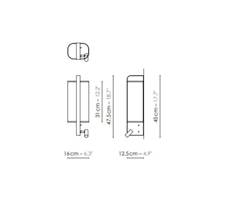 Applique, liseuse, Twiggy,version gauche du lit, blanc crème, cadre noir, L16cm, H47,5cm - DesignHeure