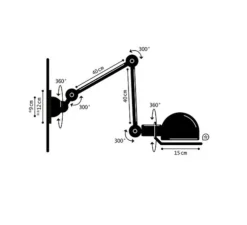 Applique, Loft 2 bras, D4401, noir mat, Ø15cm, L80cm - Jieldé