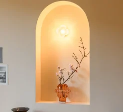 Applique, Mimosa, blanc, laiton , IP44, Ø16,7cm, H14,7cm - Margaux Keller Collections