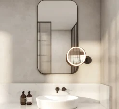 Applique miroir de salle de bain, Nagoya, noir mat, IP44, L25-34,5cm, H25cm - Astro