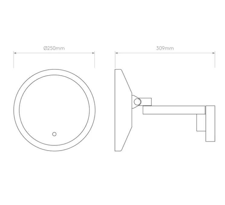 Applique miroir de salle de bain, Nagoya, noir mat, IP44, L25-34,5cm, H25cm - Astro