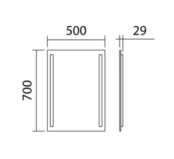 Applique, miroir lumineux, Reflex, finition miroir, IP44, LED, dim, 3000-4000-5500K, 1800 lm, L50cm, H70cm - MDC
