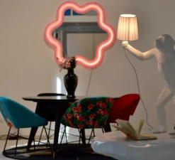 Applique, miroir lumineux, Supercurve fleur H108, rose, L118,5cm, H108cm - Seletti