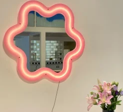 Applique, miroir lumineux, Supercurve fleur H108, rose, L118,5cm, H108cm - Seletti