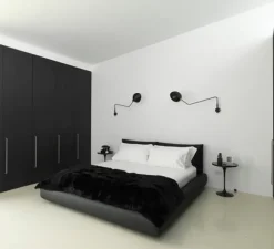 Applique murale, 1 bras pivotant courbe, noir, H40cm - Serge Mouille