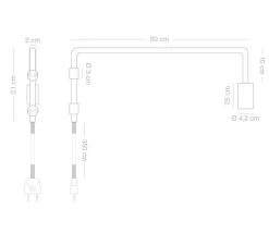 Applique murale à potence pivotante, adam, bleu, L4,2cm, H21cm - Zangra