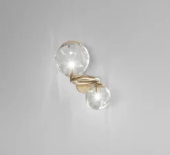 Applique murale, PUPPET RING AP 2 , cristal transparent, or mat, Ø27cm, H44cm - Vistosi
