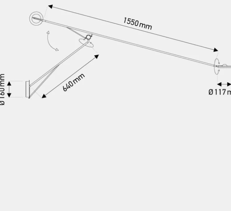 Applique murale, Aaro, noir, L155cm, H75cm, LED, 2700K, 350lm - DCW