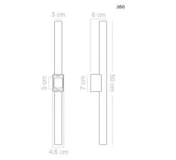 Applique murale, Adriana, S14D opaline, douille blanche, L50cm, H3cm - Zangra