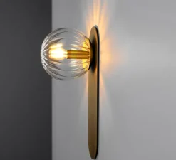 Applique murale, Adrion LG, laiton, verre transparent strié, L15cm, H38cm - Schwung