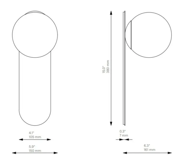 Applique murale, Adrion LG, laiton, verre transparent strié, L15cm, H38cm - Schwung