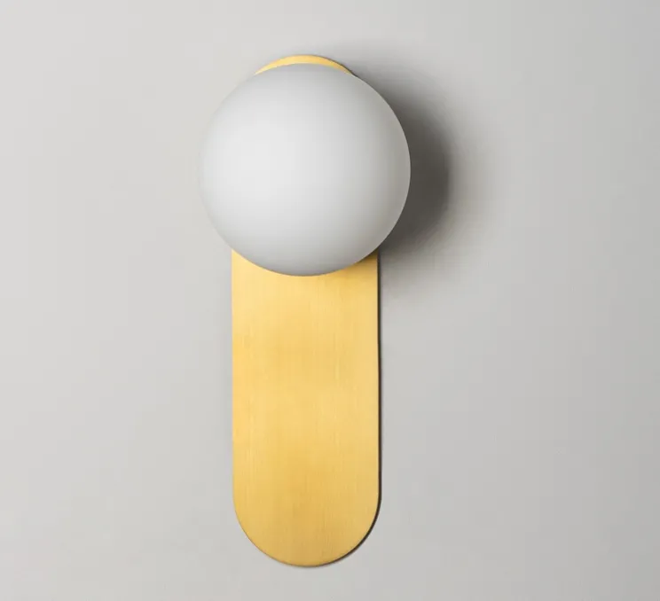 Applique murale, Adrion LG, laiton, verre opale, L15cm, H38cm - Schwung