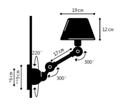 Applique murale, Aicler AID701, vert olive brillant, Ø19cm, H35cm - Jieldé