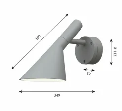 Applique murale, AJ 50, aluminium granité, IP65, LED, 3000K, 428 lm, L16cm, H35cm - Louis Poulsen