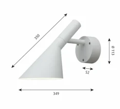 Applique murale, AJ 50, blanc granité, IP65, LED, 3000K, 428 lm, L16cm, H35cm - Louis Poulsen