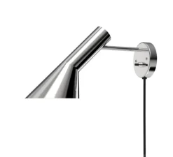 Applique murale, AJ, Acier poli inoxydable, avec câble et interrupteur, L31,8cm, H18cm - Louis Poulsen