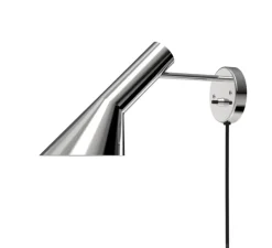 Applique murale, AJ, Acier poli inoxydable, avec câble et interrupteur, L31,8cm, H18cm - Louis Poulsen