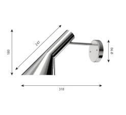 Applique murale, AJ, sans câble, sans interrupteur, Acier inoxydable poli , L31,8cm, H18cm - Louis Poulsen