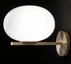 Applique murale, ALBA 176, laiton, opale, Ø26cm, H30cm - OLUCE