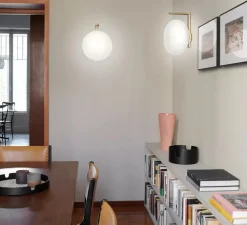 Applique murale, Alba, Blanc, laiton satiné, L26cm, H32cm - Oluce