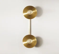 Applique murale, Alba Double, laiton brossé, verre transparent, L60cm, Hcm - Contain