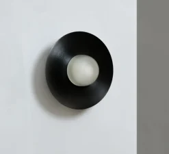 Applique murale, Alba Simple, Noir mat, verre givré, PLA, Ø15cm, H9.5cm - Contain