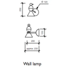 Applique murale, Alouette Wall, noir et or, Ø22cm, H22cm - Atelier Areti