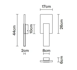 Applique murale, Amulette, or cuivré satiné et transparent, LED, dim, 3000K, 500 lm, L17cm, H44cm - Fabbian