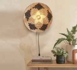 Applique murale, Andros, noir, naturel, blanc, Ø45cm, H8cm - Good&Mojo