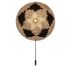 Applique murale, Andros, noir, naturel, blanc, Ø45cm, H8cm - Good&Mojo