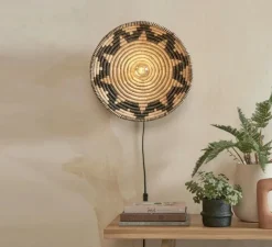 Applique murale, Andros, noir, naturel, Ø45cm, H8cm - Good&Mojo