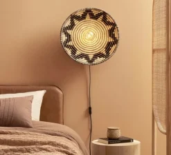 Applique murale, Andros, noir, naturel, Ø45cm, H8cm - Good&Mojo