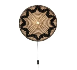 Applique murale, Andros, noir, naturel, Ø45cm, H8cm - Good&Mojo