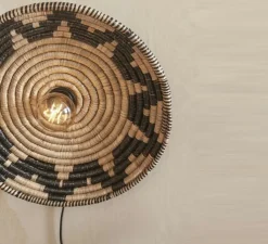 Applique murale, Andros, noir, naturel, Ø45cm, H8cm - Good&Mojo