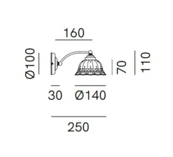 Applique murale, Anita 061.17.OC, blanc et bronze, L14cm, H11cm - Il Fanale