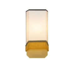 Applique murale, Années folles, Blanc bordure noire avec lézarde et frange bleu et or, L16cm, H35cm - DesignHeure