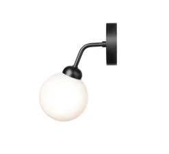 Applique murale, Apiales, noir satiné, verre opalin, L19,6cm, H23,3cm - Nuura