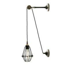 Applique murale, Apoch, argent antique, cage noir, L27,5cm, H43-63cm - Mullan Lighting