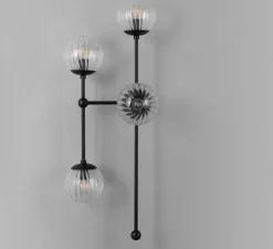 Applique murale, Armstrong 4L, structure noire, globe dries, L35,2cm, H92,2cm - Schwung