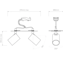Applique murale, Ascoli Twin Recessed, nickel mat, L29,5cm, H12cm - Astro Lighting