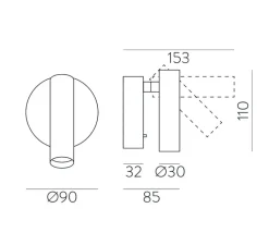Applique murale, Atria Surface, noir, LED, 3000K, 285 lm, Ø3cm, H11cm - ACB