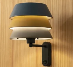 Applique murale, Aura 1241, Aura gris, moutarde, bleu d'eau, Ø20cm, H30cm - Toscot