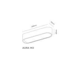 Applique murale, Aura W2, laiton, LED, dim, 2700K, 1540 lm, L26cm, H6cm - Light Point