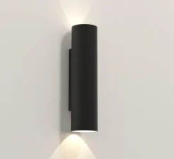 Applique murale, Ava 300, noir texturé, IP44, L7,5cm, H30cm - Astro